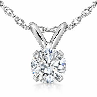 Pompeii3 1/3ct Round Solitaire Pendant 14k White Gold Diamond Necklace