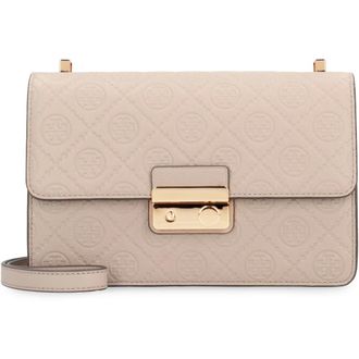 Tory Burch Tory Burch, Cross Body Bags, female, Gray, Size: ONE SIZE T Monogram Leather Shoulder Bag