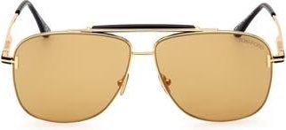 Tom Ford Jaden 60mm Polarized Navigator Sunglasses in Shiny Rose Gold Brown at Nordstrom Rack