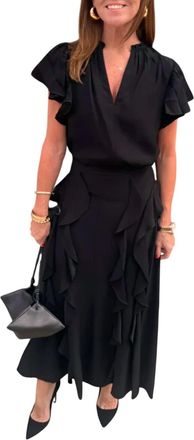 Ulla Johnson Daya Ruffle Midi Skirt In Noir