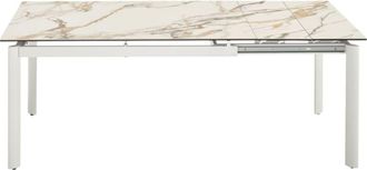 MondoViro Mesa extensible en gres porcel&aacute;nico blanco 140x90 cm 76h