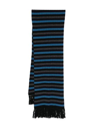 Dolce & Gabbana 2000s striped fringed wool scarf - Blue