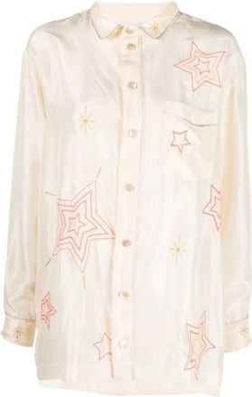 Forte_Forte Satijnen Zijden Blouse - Dames - Overhemden - Wit - M - Satijn - Overhemden