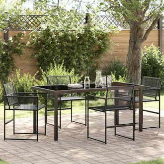 Berkfield Home 5 Piece Garden Dining Set Black Poly Rattan