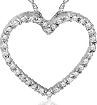 Pompeii3 10K White Gold 1/2ct Lab Grown Diamond Heart Pendant 18 Necklace
