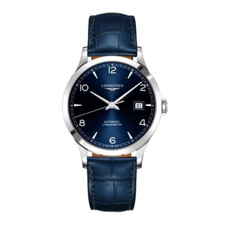 Longines Record Blue Dial Blue Leather Strap Mens Watch L2.821.4.96.4