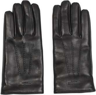 Giorgio Armani Zwarte Leren Handschoenen Heren Accessoires - Heren - Handschoenen - Zwart - L - Accessoires