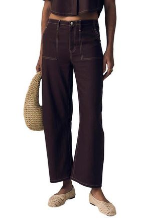 LE JEAN Utility Crop Barrel Leg Jeans in Cocoa at Nordstrom, Size 32