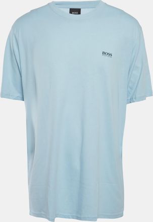 HUGO BOSS Boss By Hugo Boss Light Blue Logo Print Jersey Crewneck T-Shirt