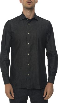 LUIGI BORRELLI NAPOLI Casual Shirt - Heren - Casual Overhemden - Zwart - M - Katoen - Overhemden