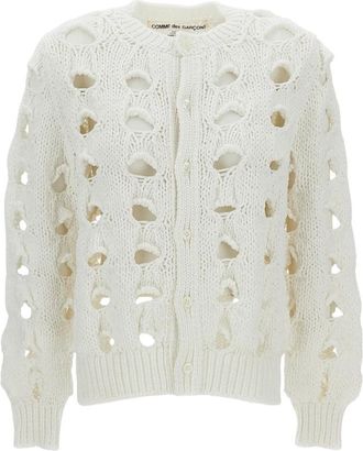 Comme Des Gar&ccedil;ons Cardigan traforato - Dames - Vesten - Wit - M - Truien & Vesten