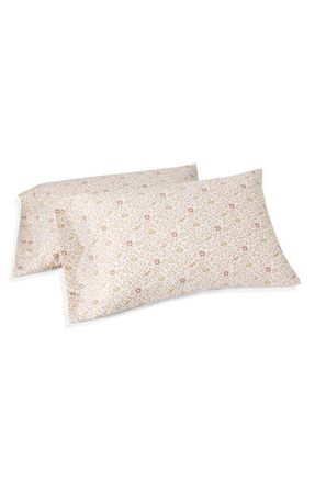 Coyuchi Print Organic Cotton Percale Pillowcases in Praline Meadow at Nordstrom, Size King