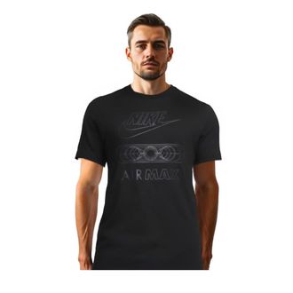 Nike Mens NSW Air Max T-Shirt, Regular Fit, 100% Cotton, Pull On, Crew Neck, Short Sleeve, Black - (X-Large)