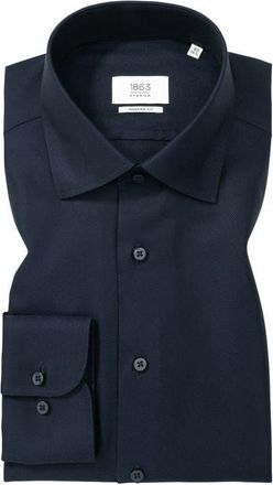 Eterna Royal Twill Modern Fit Solid Non-Iron Cotton Dress Shirt in Navy at Nordstrom, Size 16.5L