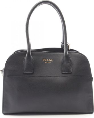 Prada Black Leather Handbag Tote Bag (Pre-Owned)
