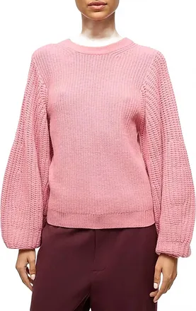 Staud Aura Ribbed Wool-Blend Sweater In Damask Pink