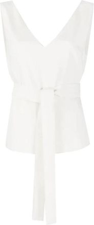 P.A.R.O.S.H. Witte Polyester Blouse - Dames - Tops zonder mouwen - Wit - XS - Polyester - Tops