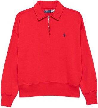 Ralph Lauren Quarter-zip Logo-embroidered Polo Sweater