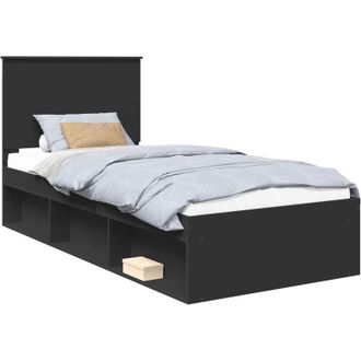 vidaXL Estructura De Cama Negro 100 X 200 Cm Madera De Pino Macizo Vidaxl