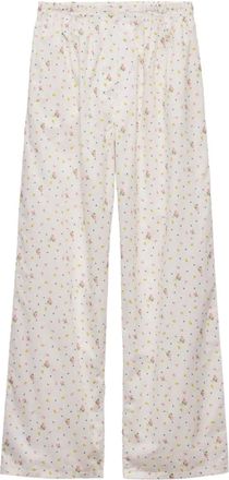 Prada Pantaloni in cotone con stampa a fiori - Bianco