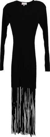 Ganni Ganni Fringed Dress in Black Wool