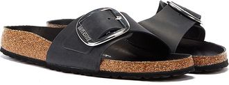 Birkenstock Madrid Big Buckle Oiled Leather Womens Sandals - Black - Size UK 5.5