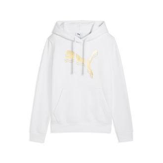 Puma Felpa con cappuccio ESS Metallizzato da donna, Abbigliamento, Bianco, XL