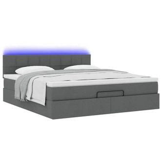 vidaXL Vidaxl - Cama Otomana Con Colch&oacute;n Y Led Tela Gris Oscuro 180x200cm