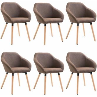 vidaXL Sillas De Comedor 6 Unidades Tela Marr&oacute;n Vidaxl