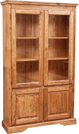 Biscottini International Vitrina Country De Madera Maciza Acabado Con Efecto Blanco Envejecido 120x37x197 Cm