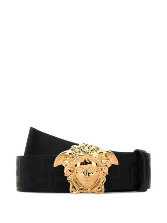 Versace La Medusa Greca Black Calfskin Belt