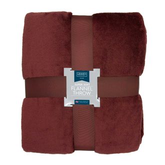 Lewis's Super Soft Flannel Throw - Burgundy - 150x200 cm | TJ Hughes