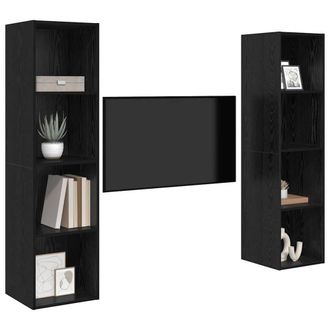 Berkfield Home TV Cabinet 2 pcs Black 37 x 37 x 142.5 cm Engineered wood