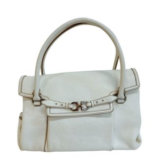 Ferragamo White Leather Handbag Tote Bag (Pre-Owned)