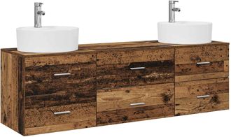 vidaXL Juego De Muebles De Ba&ntilde;o 3 Uds. Madera Envejecida Vidaxl
