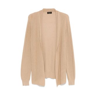 Roberto Collina Cardigans, male, Brown, Size: XL Beige Ribbed Cuffs Long Sleeve Sweater