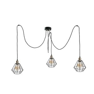 Netlighting Foskal Cluster Pendant Ceiling Light Gold 3x E27 in Black