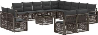 vidaXL Conjunto De Sof&aacute;s De Jard&iacute;n 14 Uds. Gris Rat&aacute;n Sint&eacute;tico Vidaxl