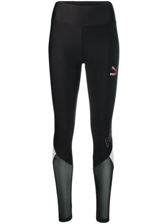 Puma XTG sheer panel leggings - women - Polyester/Spandex/Elastane - S - Black