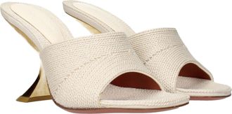 Amina Muaddi Womens Beige Fabric Slippers