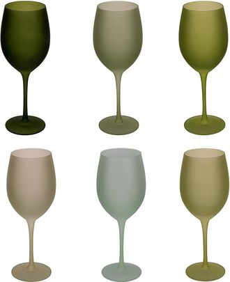 Villa D'Este Home Tivoli Juego de 6 copas de 650 ml de vidrio esmerilado, Happy Hour Greenery