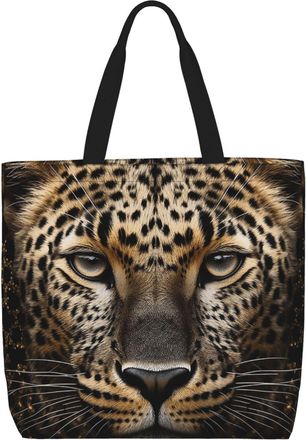 Generic Leopard Head Handbag Large Capacity Tote Bag Eco Friendly Grocery Bags For Work Yoga Camping