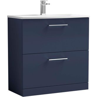 Nuie Nuie - Arno Floor Standing 2-Drawer Vanity Unit with Basin-4 800mm Wide -Midnight Blue
