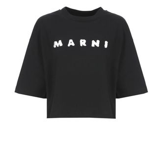 Marni T-Shirts, female, Black, Size: 2XS Logo T-Shirt