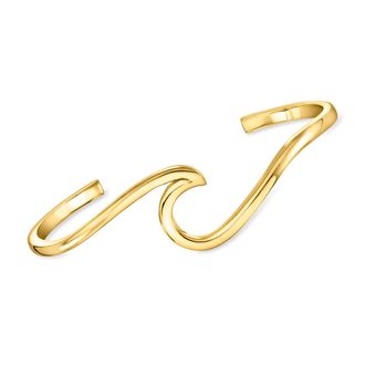 RS Pure by Ross-Simons 18kt Gold Over Sterling Wave Cuff Bracelet