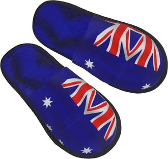 Generic Hotel Slippers Australian Flag Unisex Fuzzy Slippers Portable Indoor Shoes For Holiday Ladies Women M