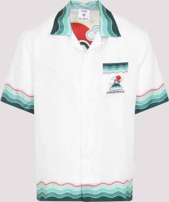 Casablanca White Printed Logo Silk Shirt