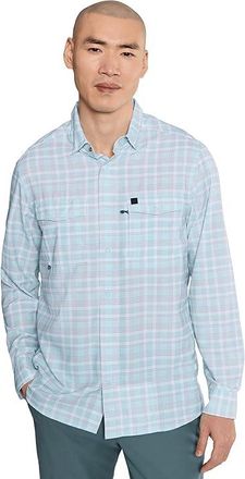 Vineyard Vines Permit Plaid Performance Harbor Shirt Mens T Shirt Ice Water : 2XL, Polyester/Seersucker