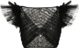 Huishan Zhang ruffled tulle top - women - Polyester - 12 - Black