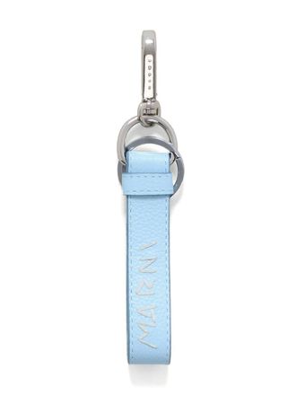 Marni logo-embroidered leather keyring - men - Calf Leather/Zamak - One Size - Blue